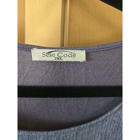 Sese Code Blouse Tunic Top Women 2XL Sheer Sleeve Round Neck Casual Comfort Gray - Picture 5 of 10